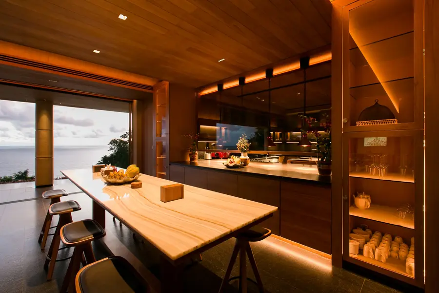 Bar and counter in the evening