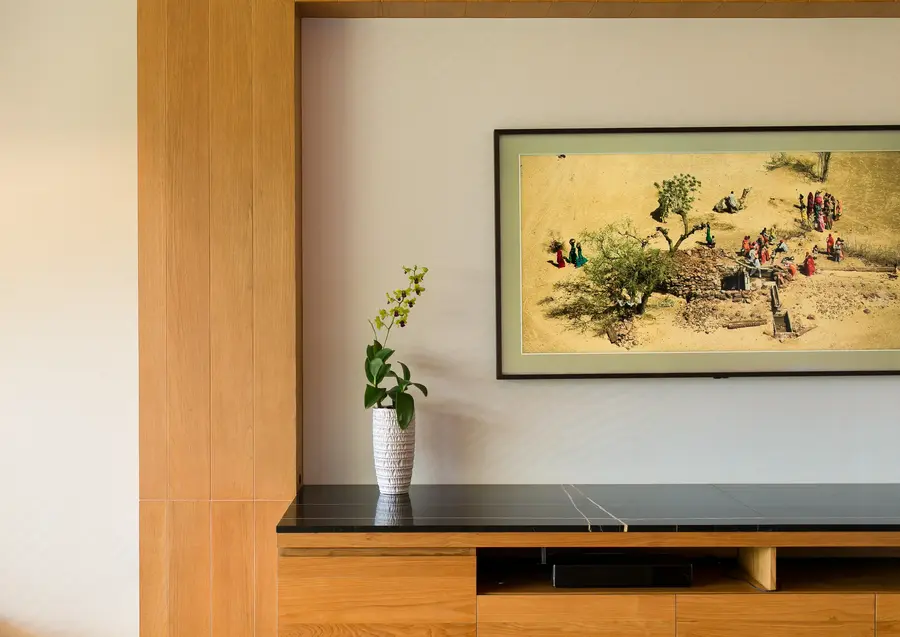 Master suite detail with artwork