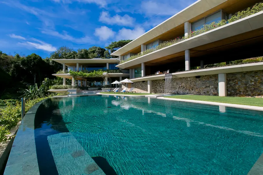 28 metre infinity pool running along the villa